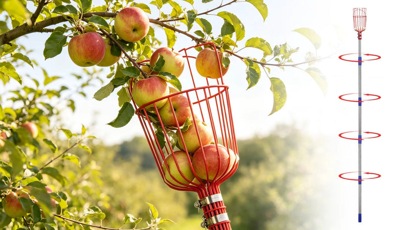 DonSail DnSail Fruit Picker Pole Tool with Basket Telescoping - Adjustable Mango Picker 35-68 inch Long Handle - Apple Orange Avocado Acorn Lemon Pear Pomelo Chery Picker for Tree 35-68"
