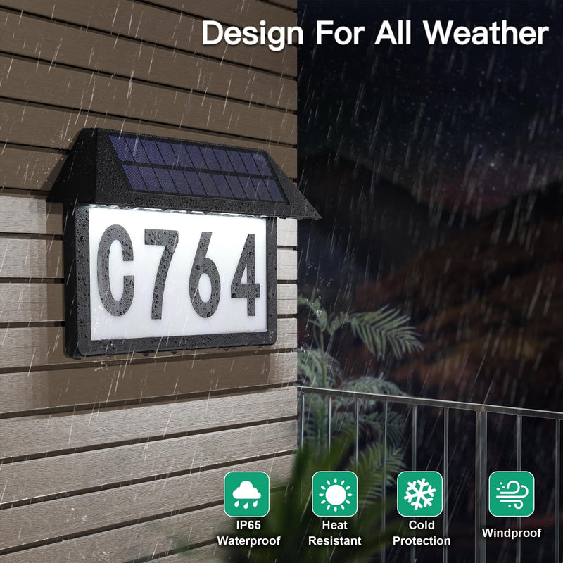 ASOMST Solar Address Sign, Lighted House Numbers Waterproof, 3-Color Lighting Modes LED Illuminated Address Plaque, Wall Mount Address Number for Home 1