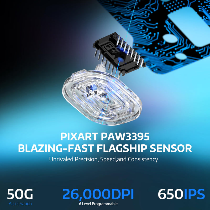 ATTACK SAHRK X6 Wireless Gaming Mouse,49g Ultralight RGB Magnetic Charging Base,Tri-Mode 2.4G/BT5.2/Wired,PAW3395 Sensor 26KDPI, G502 Programmable Mice for Win/Mac-Black&Tape Mouse&Tape&Base Black&Tape
