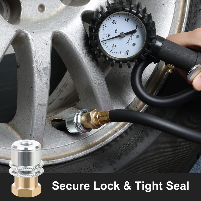 Hromee Lock On Air Chuck, Heavy Duty Closed Flow Tire Chuck, 1/4" FNPT for Tire Inflator and Standard Bore Valve Stem Quick Connector