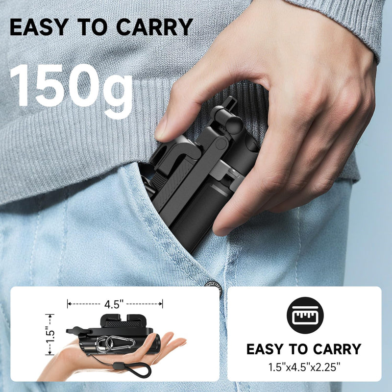 Phone Tripod, Selfie Stick with Light, 3-in-1 Mini Tripod with Wireless Detachable Remote Control & 2 Fill Light, Portable Travel Tripods for Vlog Photography Livestreaming Video Recording