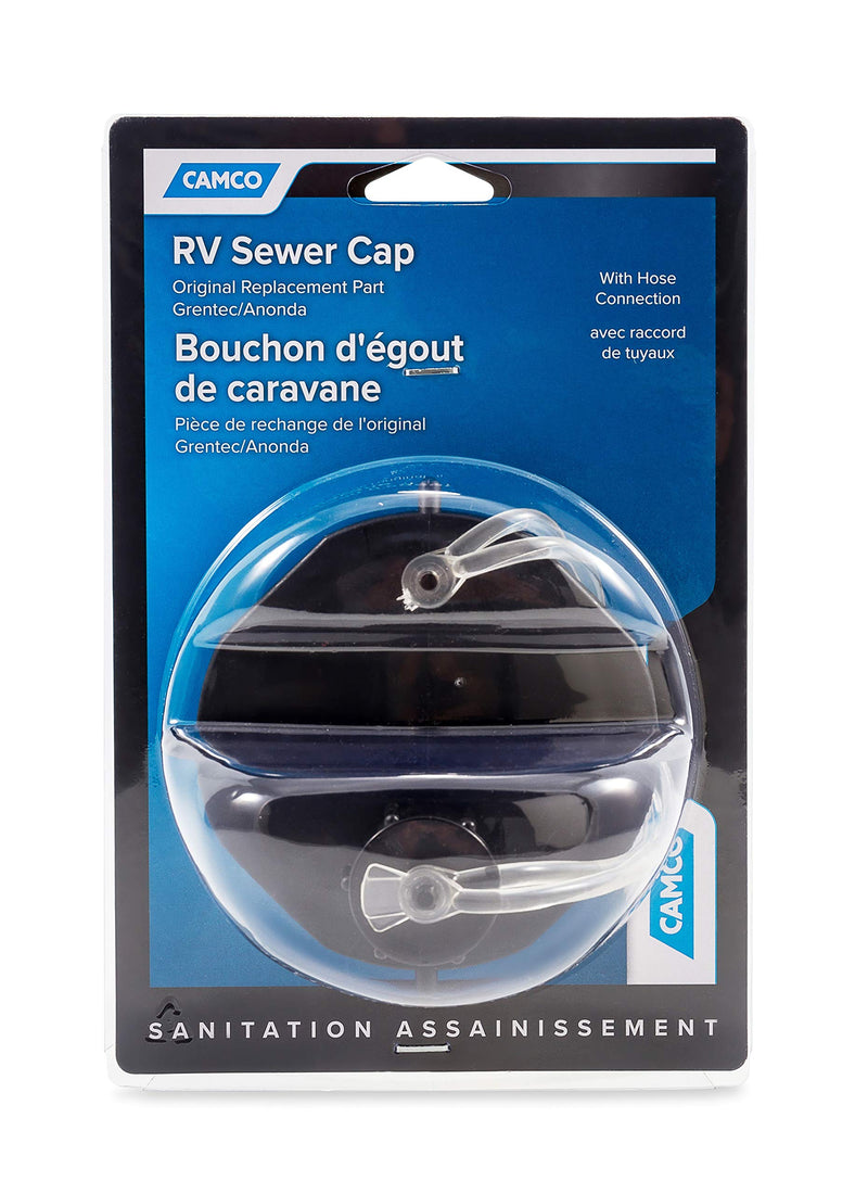 Camco 39463 Sewer Cap With Hose Connect, Black, 3/4" 1