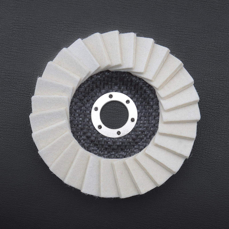 Be In Your Mind 5 Pcs Wool Felt Polishing Discs 125mm Serrated Washer Felt Disc for Stainless Steel Glass Metals Aluminum Angle Grinder Polishing Disc