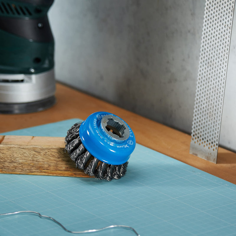Bosch Accessories 1x Braided Cup Brush Heavy (for metal, X-LOCK, Ø 75 mm, wire thickness 0.35 mm, for Ø125 mm, angle grinder accessories) 0.35 mm