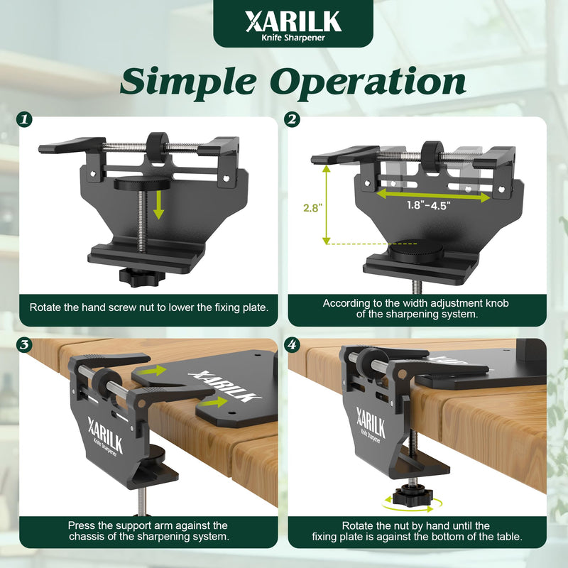Aluminum Knife Sharpener Securing Clip, Adjustable Width 1.8-4.5", Compatible with XARILK Sharpening Systems GEN2/GEN3