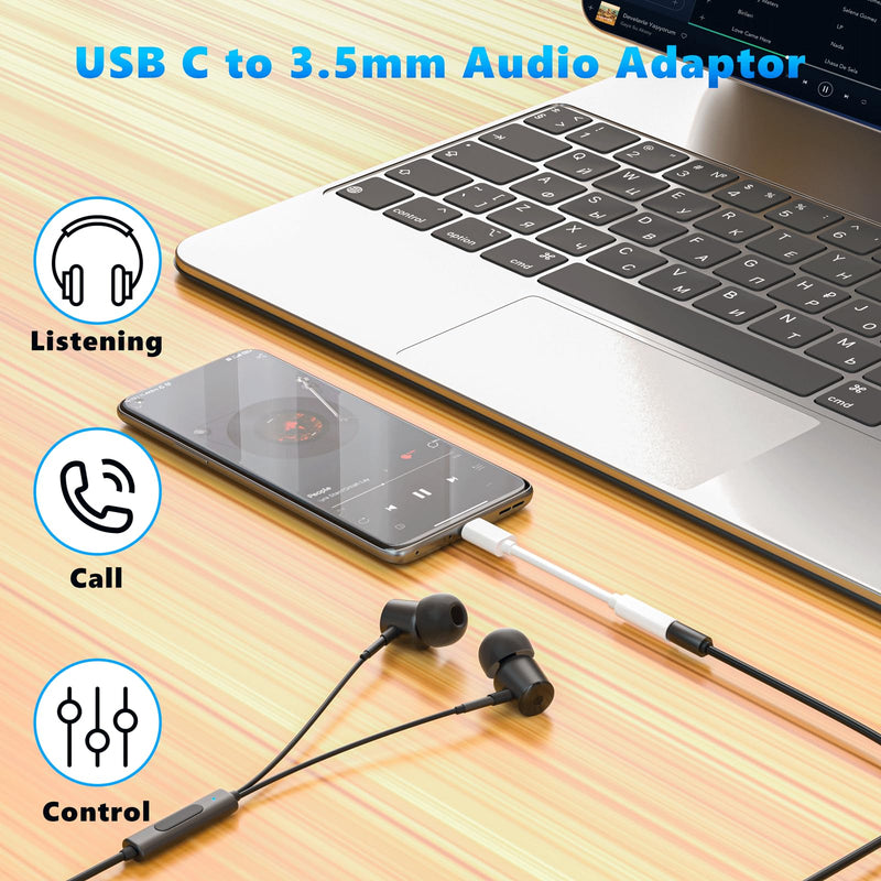 [MFi Certified] USB C to 3.5mm Headphone Jack Adapter for iPhone 15,2Pack Headphone Adapter for iPhone 15 Aux Audio Dongle Compatible with iPhone 15/15 Plus/15 Pro/15 Pro Max,Galaxy S23 S22 Ultra