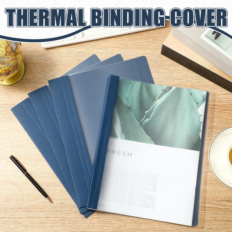 10 Pcs Thermal Binding Covers, 8.5 x 11 Inch Letter Size, 1 Inch Spine Holds 240 Sheets, Clear Front Paper Back Report Cover Suitable for Schools Offices Presentation(Blue) Blue