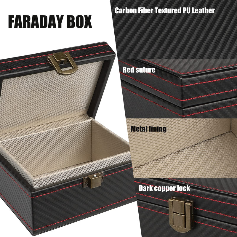 Faraday Box, [Carbon Fiber Texture] RFID Box for Car Keys, Key Fob Protector, Signal Blocker for Keyless Fob, Car Key Signal Blocker Cage, Signal Blocking Box for Car Keys Phones (Medium) Medium, Capacity(4-6 Keys)