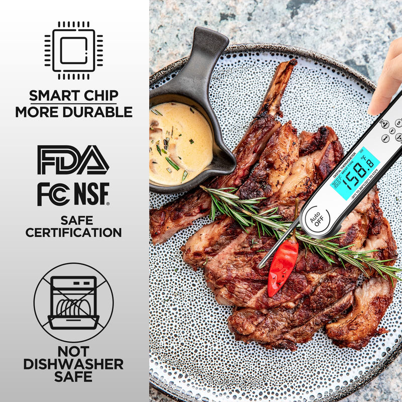 Nycetek Digital Cooking Thermometer, Accurate & Waterproof Instant Read Meat Thermometer with Backlit, Calibration, Probe, Food Thermometer for Kitchen, Grilling, Candy, BBQ, Oil Fry, Baking