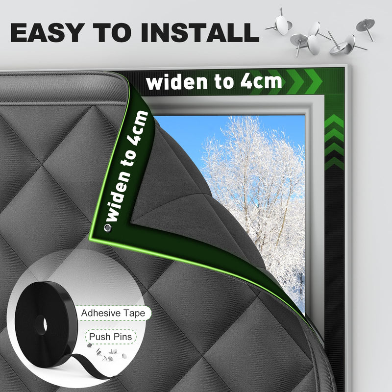 Thermal Window Cover for Winter,38" X 62" for Window Insulation for Summer Heat, Oxford Cloth Cotton Layer Window Sun Blocker to Keep Heat, Window Insulation Kit Fits Up to 3 x 5 Ft Window 38IN X 62IN Gray
