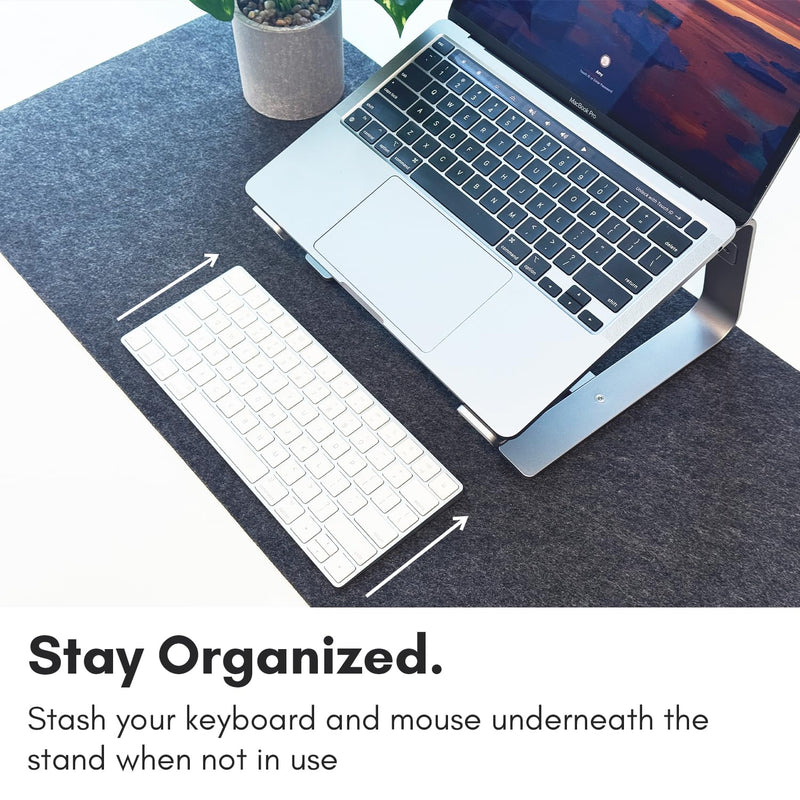 Macally Aluminum Laptop Stand for Desk - Works with All MacBook/Pro/Air & Laptops Between 10” to 17.3” - Sleek and Sturdy Laptop Riser - (ASTANDSG), Space Gray Stand Only