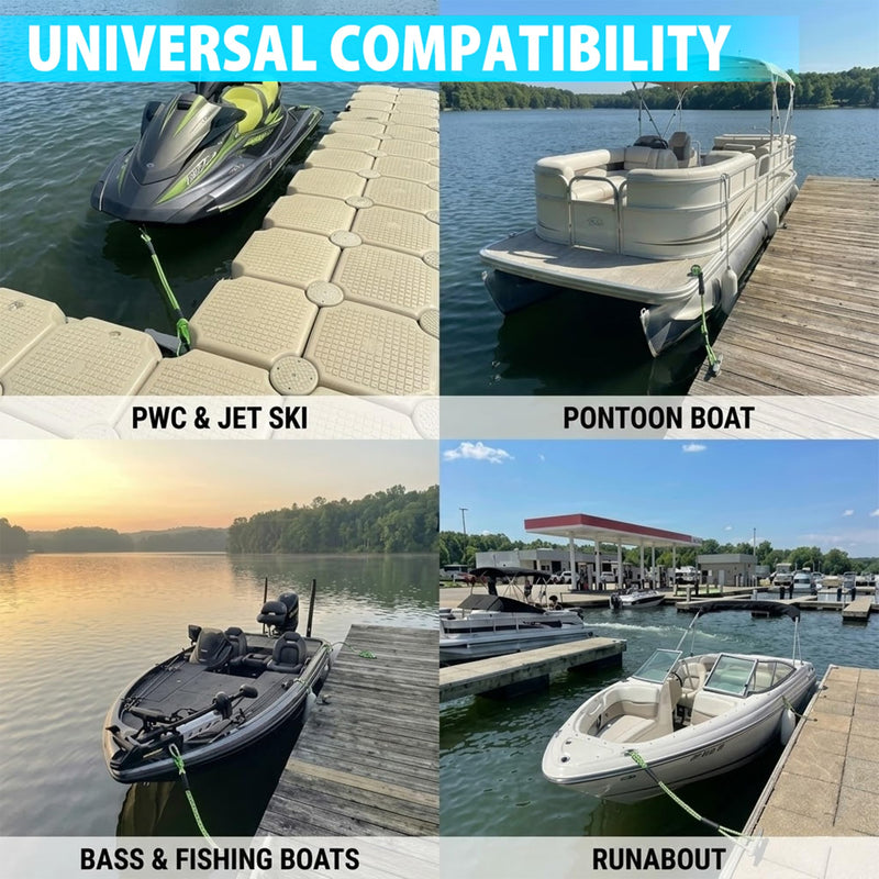 Obcursco Bungee Dock Lines for Boat, Docking Rope with 316 Stainless Steel Clips, Accessories for Jet Ski, PWC, SeaDoo, Pontoon, Center Console, Sets of Two(4ft & 6ft) (Green/Yellow) Green/Yellow