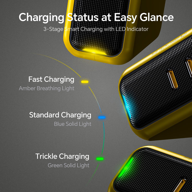 AOHI Youth 100W Gan+ USB C Wall Charger, 3-Port Laptop Fast Charger Type C Power Adapter PPS PD for MacBook Pro/Air, iPad Pro, iPhone 16/15 Pro Max, Galaxy S24 Ultra/Note, Pixel, Steam Deck, Yellow