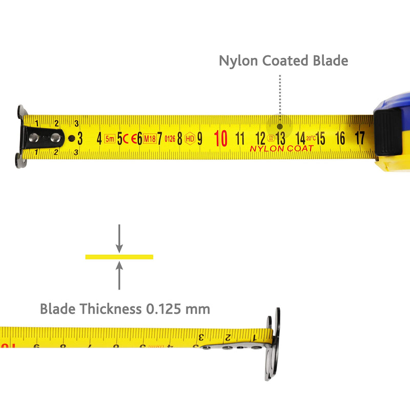 S&R tape measure 5m x 25 mm with magnetic hook, COMPACT and ROBUST, nylon polymer tape measure printed on both sides, belt loop, impact-resistant housing, COLIBRI series, tape measure, ruler, tape measure, roll tape 5m x 25mm