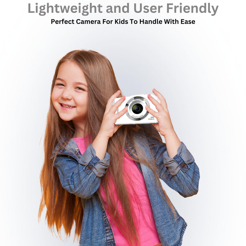 4K Digital Camera - 48MP Photos 32GB SD Card & Lanyard Included - Travel-Friendly, Digital Point and Shoot Camera, Kid-Sized, Small Camera Gift for Kids, Girls, Students & Teens White