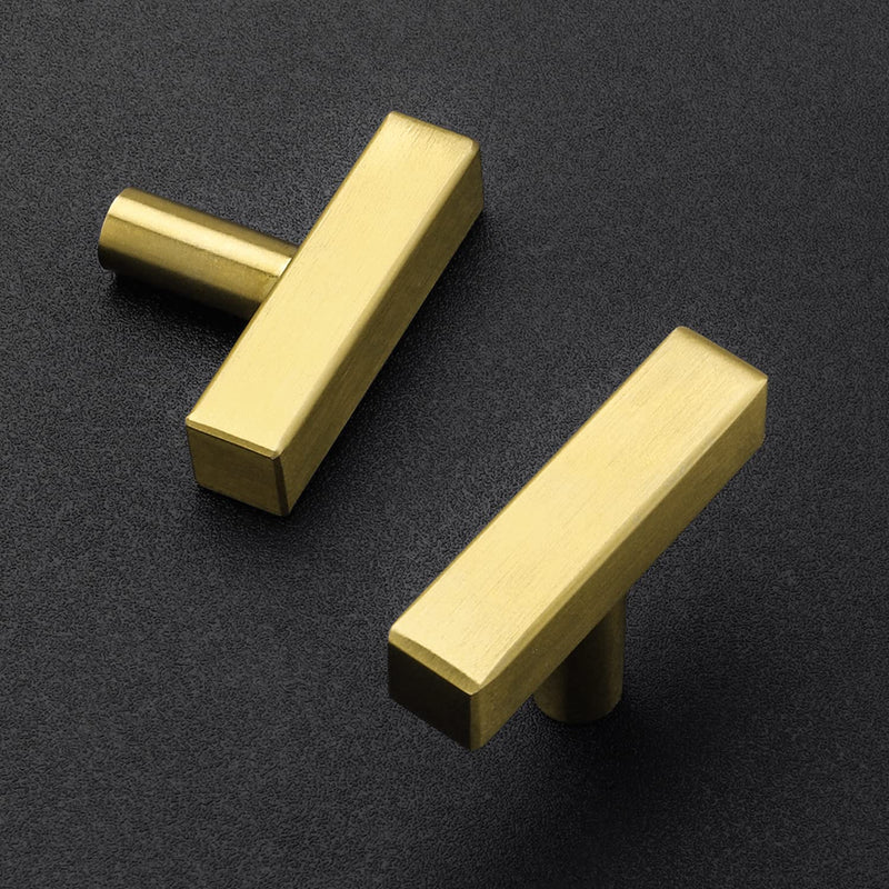 Ravinte 25 Pack Gold Cabinet Handles Brushed Brass Square Cabinet Pulls Gold Hardware for Kitchen Cabinets - 2 Inch Total Length