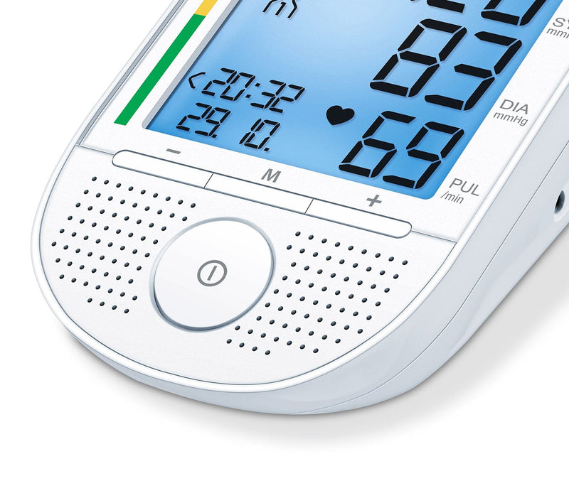 Beurer BM 49 Talking blood pressure monitor (DE, FR, IT, NL) with risk indicator and arrhythmia detection, two user memories with 60 storage locations, notification of application errors
