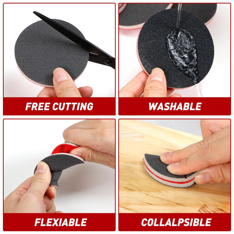 Pack of 48 Sandpaper 75 mm Sanding Pads Velcro 80-3000 Grit Wet Dry Sandpaper, Sanding Sponge Coarse to Fine, Professional Sanding Pads for Metal, Wood, Paint, Car Body Repair Mixed 75mm