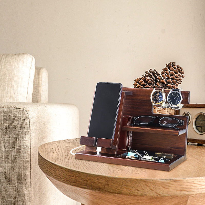 awofer Wood Phone Docking Station for Men - I Love You Forever - Personalized Anniversary Idea for Him, Husband, Boyfriend
