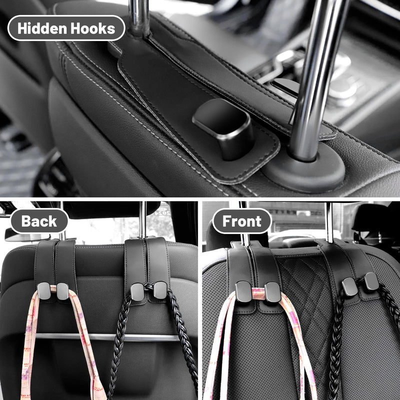 Amelity Car Seat Back Storage Hook, Car Hooks for Headrest, Car Headrest Hooks for Purses and Bags, Purse Hanger for Car (2 Pack, Black) Black-2PACK