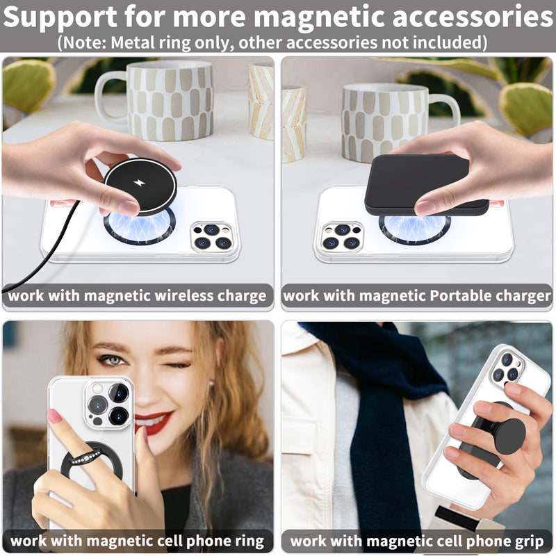 2Pcs Metal Ring Sticker for Pop socket Magnetic Grip, Magnetic Adapter adhesive for iPhone, Magsafe Wireless Charger (Black) Black