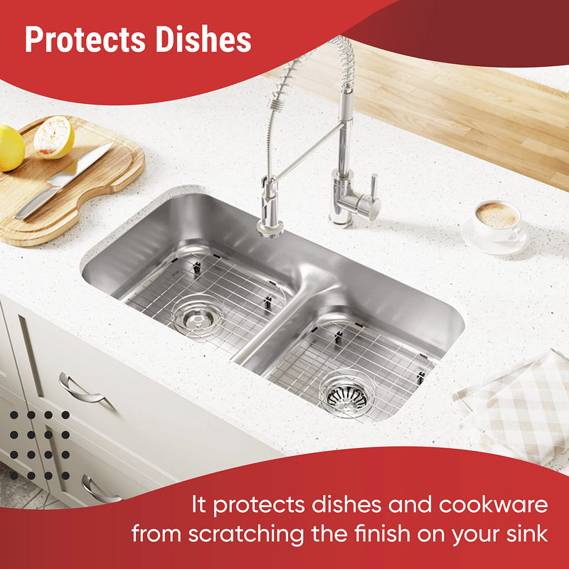 Kitchen Sink Protector Grid, Stainless Steel Sink Bottom Grid 13.6 x 11.6 Inch, Sink Rack for Bottom Protection Steel Gray