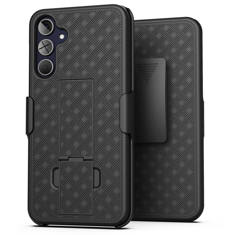 Encased Belt Case for Samsung Galaxy A35 5G with Holster Clip and Phone Kickstand (DuraClip Series), Black (A35 5G)