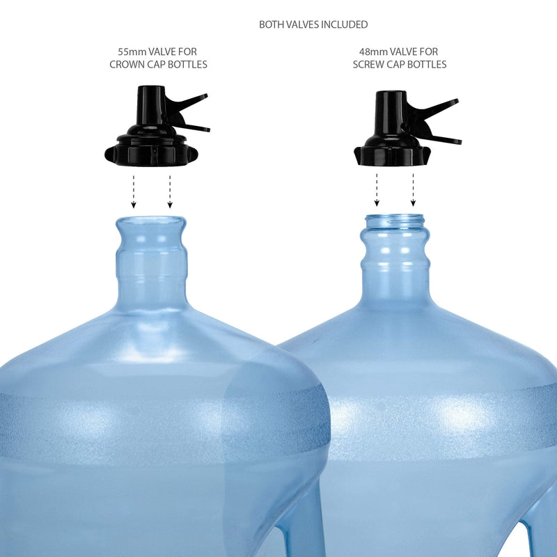 Brio 5 Gallon Water Bottle Jug Drink Dispenser Storage Cooler Foldable Cradle Stand BPA Free Valves Stainless Steel Rack Holder No Leak Non Slip Countertop with 2 Dispenser Valves, Fits Both 48mm and Just Stand