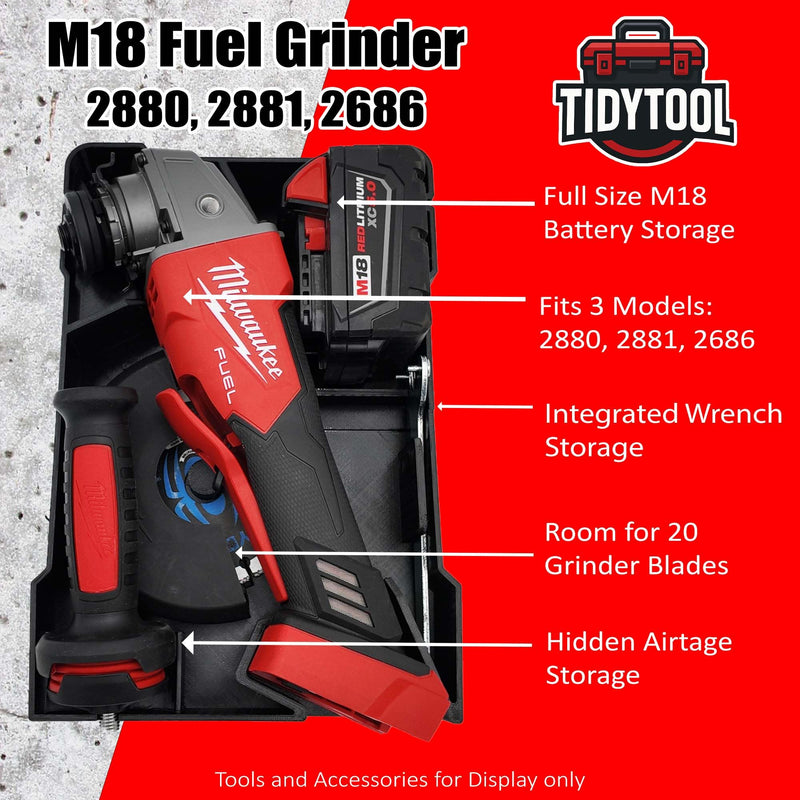 Tidy Tool Insert for Milwaukee M18 Grinder (Fits 2880, 2881, 2686 Models) – Packout Compact Organizer 48-22-8435 Liner – Accessory Storage Only