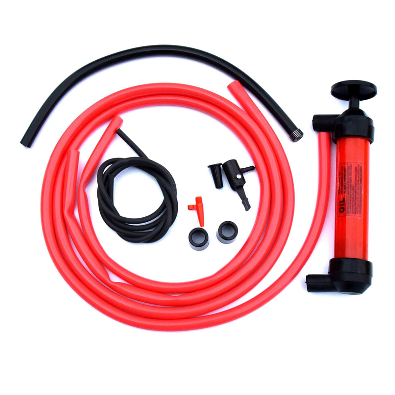 Koehler Enterprises Fuel Pump for Gas, Oil, and Liquids, Transfer Pump Kit for Automotive and Home, Safety Siphon, Red