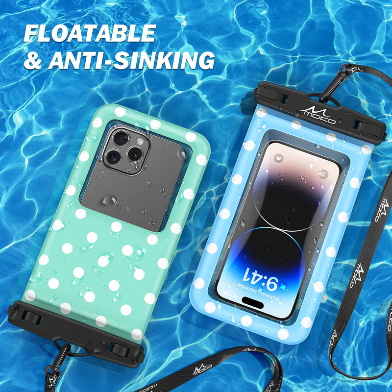 MoKo Large Waterproof Phone Pouch - 2 Pack Floating Water Protector Case Dry Bag with Detachable Lanyard