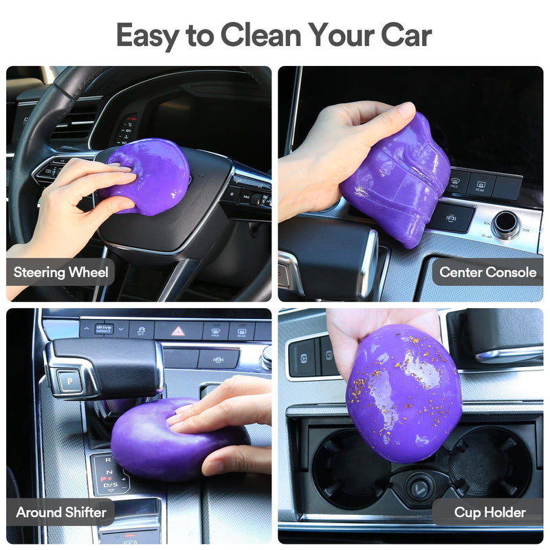 PULIDIKI Car Cleaning Gel Detailing Putty Interior Cleaner Slime Car Accessories Stocking Stuffers for Men Women Teens White Elephant Gifts for Adults Purple