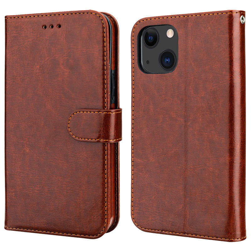 Bocasal Detachable Wallet Case for iPhone 13 RFID Blocking Card Slots Holder Premium PU Leather Magnetic Kickstand Shockproof Wrist Strap Removable Flip Protective Cover 5G 6.1 inch (Brown) Brown