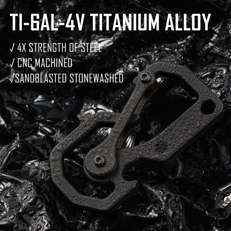 KeyUnity Titanium Carabiner Keychain Tool, 3 Functions in 1 Multitool for Everyday Carry (KU06BK) Ku06bk
