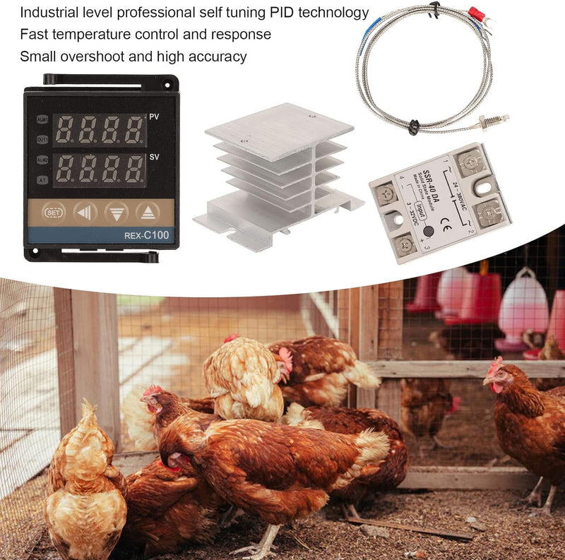Digital PID Temperature Controller REX-C100 REX C100 Thermostat + SSR Relay+ K Thermocouple Thread Probe+Heat Sink