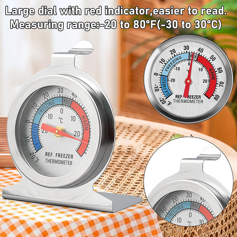 16 Pack Refrigerator Thermometer Large Dial Freezer Thermometer Classic Series Fridge Alarm Thermometer Internal Temperature Gauge for Fridge Freezer Cooler