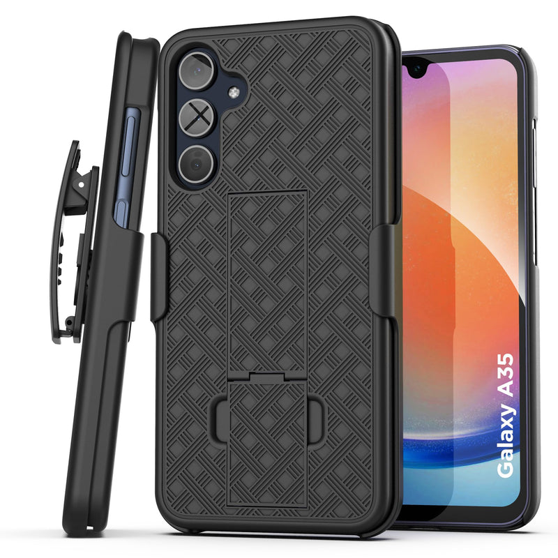 Encased Belt Case for Samsung Galaxy A35 5G with Holster Clip and Phone Kickstand (DuraClip Series), Black (A35 5G)