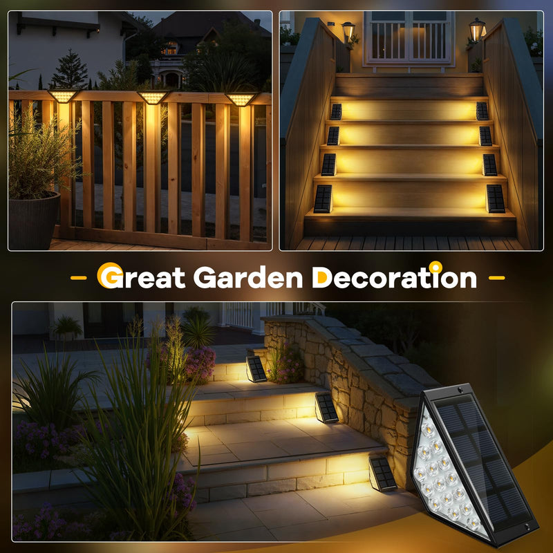 Solar Step Lights for Outside, Solar Stair Lights Outdoor Waterproof, Deck Step Lights for Fence, Patio, Yard, Porch, Front Door, Sidewalk, Garden, Patio Decor (Warm White,12 Packs) 12