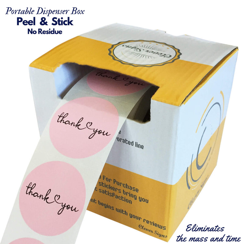 [Australia - AusPower] - Thank You Stickers | 1.5 inches 1000 Pink Stickers | Dispenser Box | Unique Desing Thank You Stickers Roll | Great for Thank You Cards, Wedding Favors, Birthday, Baby Shower, Mailing Bags 