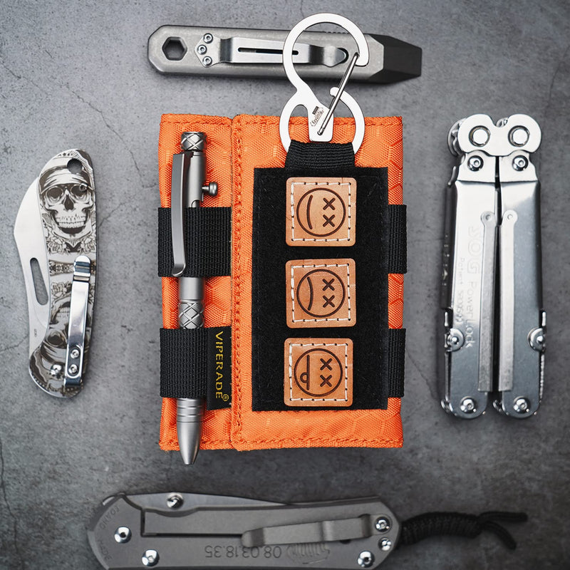 VIPERADE VE9 EDC Pocket Organizer Tool Pouch, Multitool Sheath with Patch Area for DIY, EDC Pocket Pouch with 3 Slip Pockets for Men Outdoor Activity Daily Carry Orange-Nylon