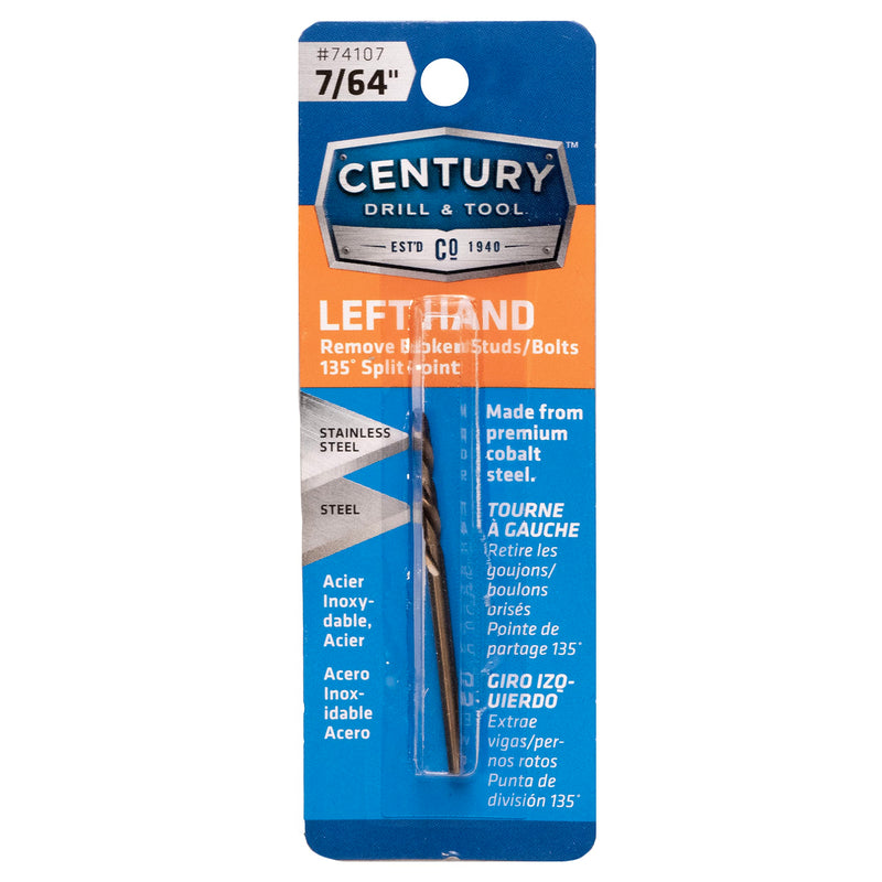Century Drill & Tool 74107 Cobalt Left Hand Drill Bit, 7/64" (Pack of 5) 7/64-inch (Pack of 5)