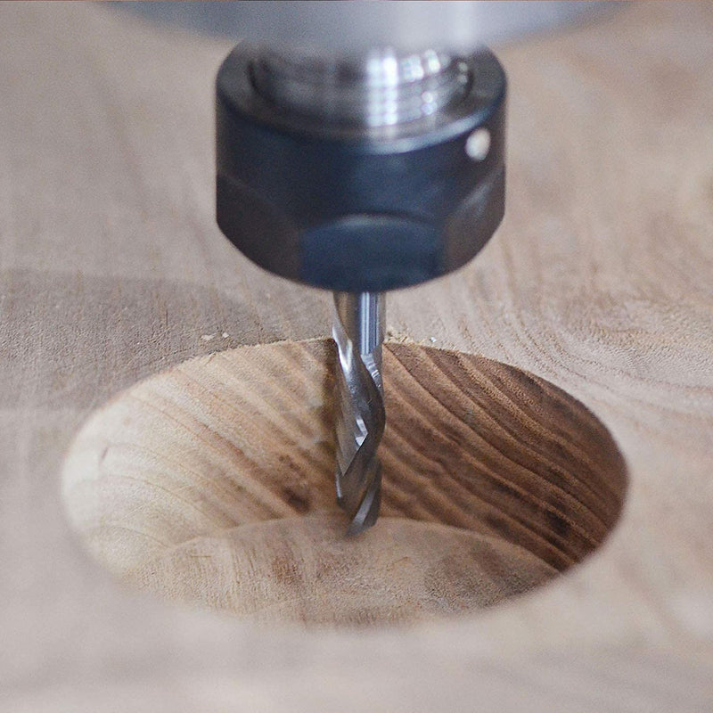 SpeTool Spiral Groove Cutter 6 mm Shank Compression 32 mm Cutting Length Extra Long Spiral Cutter Groove Cutter Up & Down Solid Carbide End Mill Router Bit Slotted Hole Cutter Wood Cutter for Router CNC Cutter Wood Cutter 1