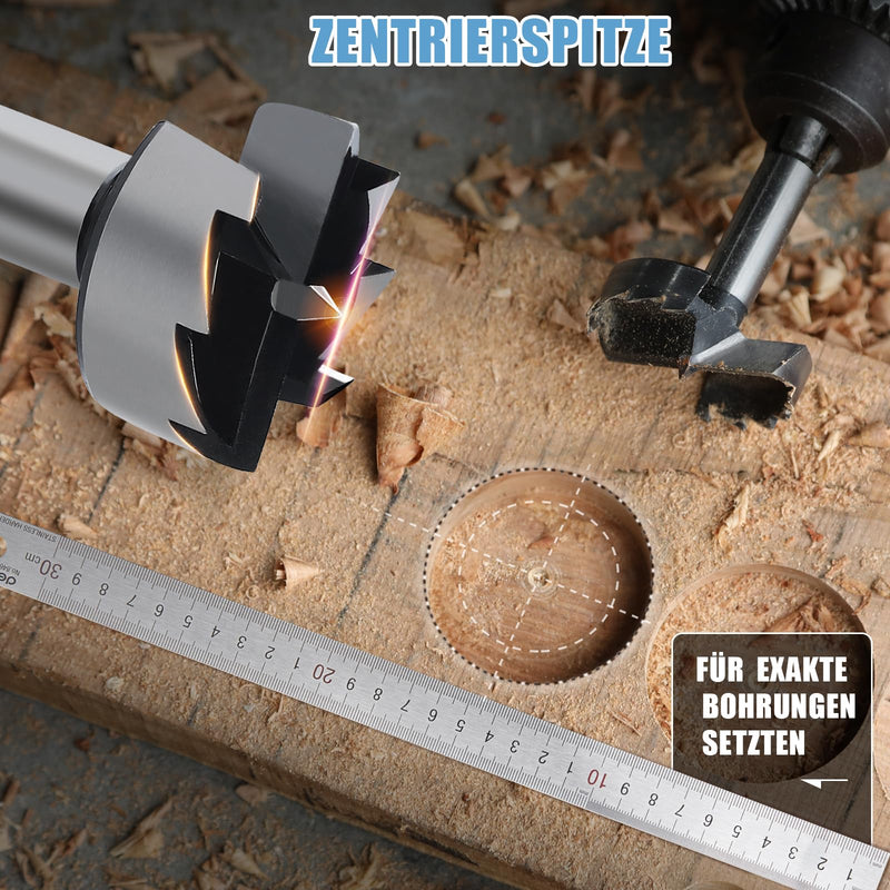 Forstner Drill Bit 13 mm Wood Drill Bit 8 mm Round Shaft, 90 mm | For hardwood, softwood, forstner bits, deep drilling, woodworking 13mm
