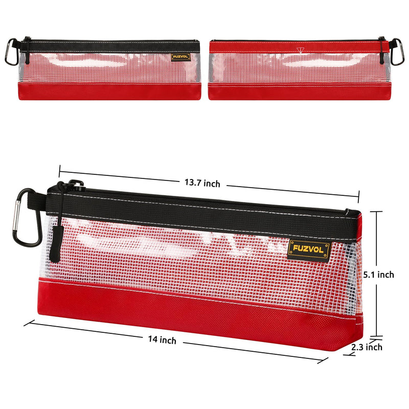 Clear Tool Pouch, 14" Long Tool Bag, Small Zipper Pouch, See Through Tool Pouch Bag for Tool Box Organizers and Storage, Heavy Duty Tool Bag for Men and Women, 3 Pack Semi-trans 14"-narrow