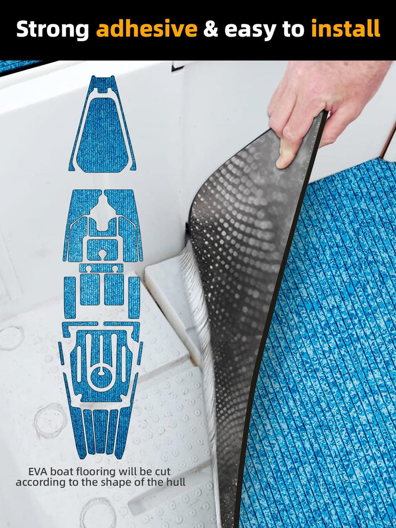 FOCEAN Boat Flooring EVA Foam Boat Decking Marine Flooring Camo Self-Adhesive Marine Mats for Jon Boats Bass Boat Kayak RV 94.5"x15.7", Blue Camo 94.5" x 15.7"