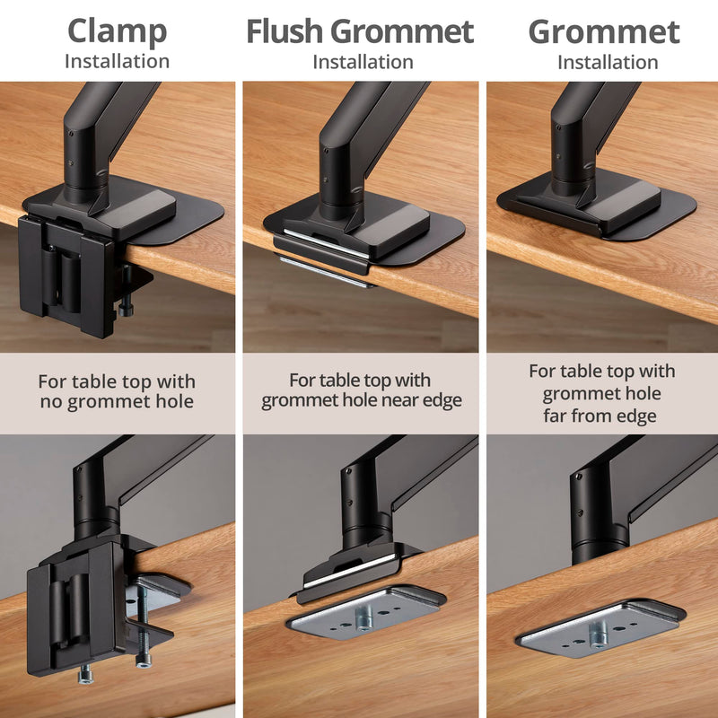 AVLT Adjustable Reinforcement Plate Bracket Mount for Fragile Tabletop - Supports Monitor Stand with C Clamp Or Grommet Installation - Black