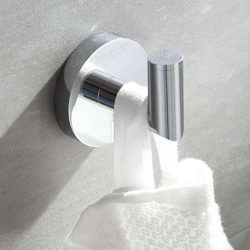 Towel Hook, Coat Hooks for Bathroom and Kitchen, Modern Robe Hook Wall Mounted, Chrome, 077010-CR, Leo Series