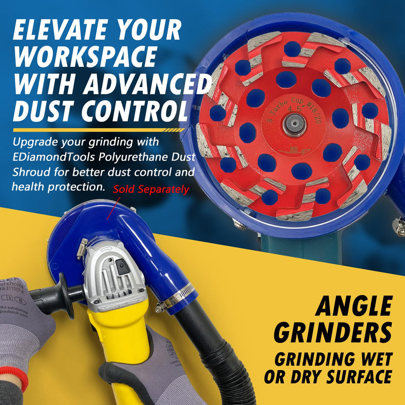 4.5" High Performance Diamond Grinding Wheels for Aggressive Concrete, Paint, Epoxy, Mastic, Coating Removal, #18/20 Grit, S Segments, 5/8"-11 Arbor 4.5" Diameter / S Segments 5/8"-11 Threaded Arbor