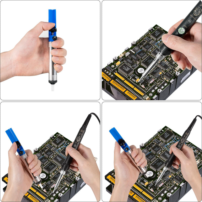 Soldering Iron Set, 60W Soldering Iron Kit, 220-480°C Temperature Adjustable | 16-in-1 Set Includes Soldering Station, 5 Soldering Tips, Solder Wire, Desoldering Pump, Electronics Soldering Kit for Professional and Hobbyist Soldering Work, Black