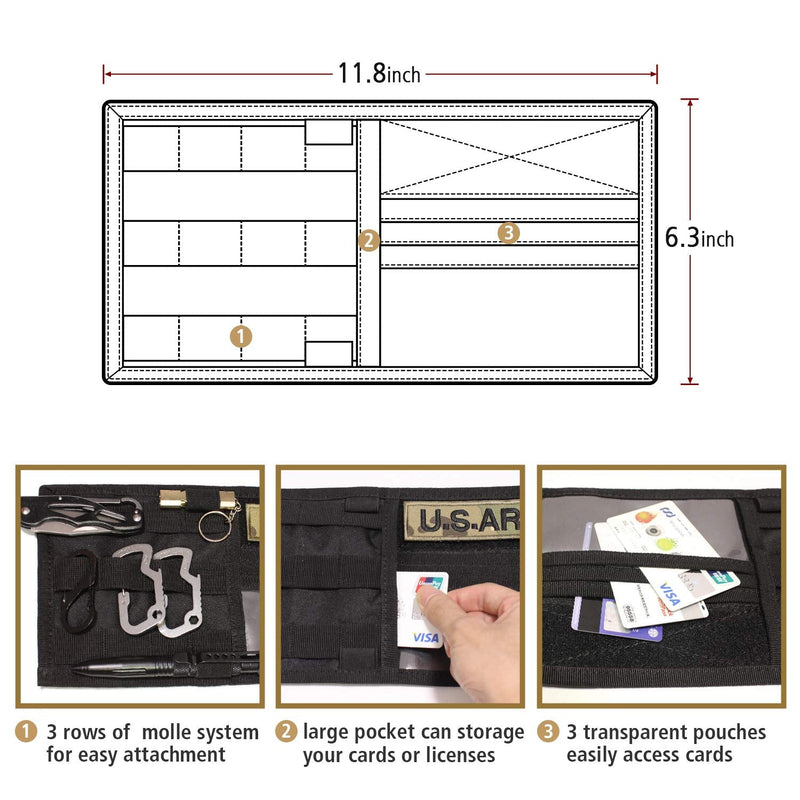 WYNEX Molle Visor Panel Organizer, Tactical Car Sun Visor Cover Molle Webbing Compatible Vehicle Visor Storage Holder Pouch Black